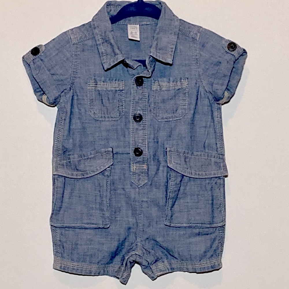BabyGap: Boys chambray shorts romper size 0-3 months.